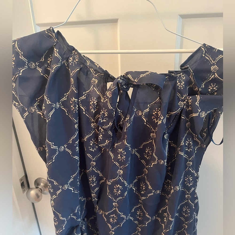 Lauren Conrad Blue Patterned Blouse XS